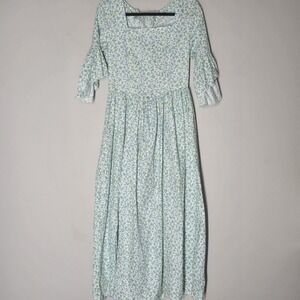 Cottagecore Floral Maxi Dress Prairie Boho Lace Up Corset Bell Sleeve Size 6